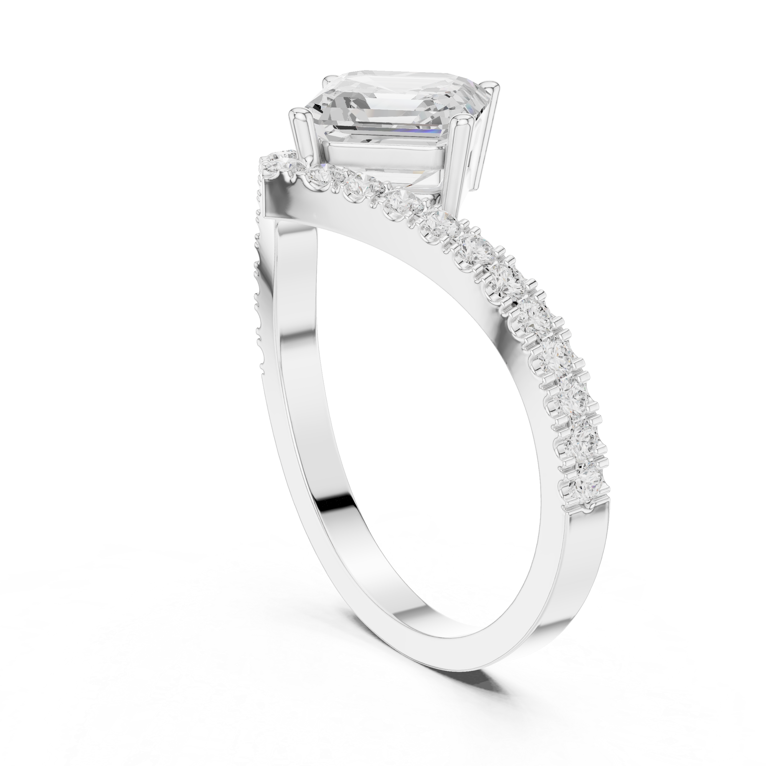 Emerald And Round Diamond Lab Grown Diamond Ring