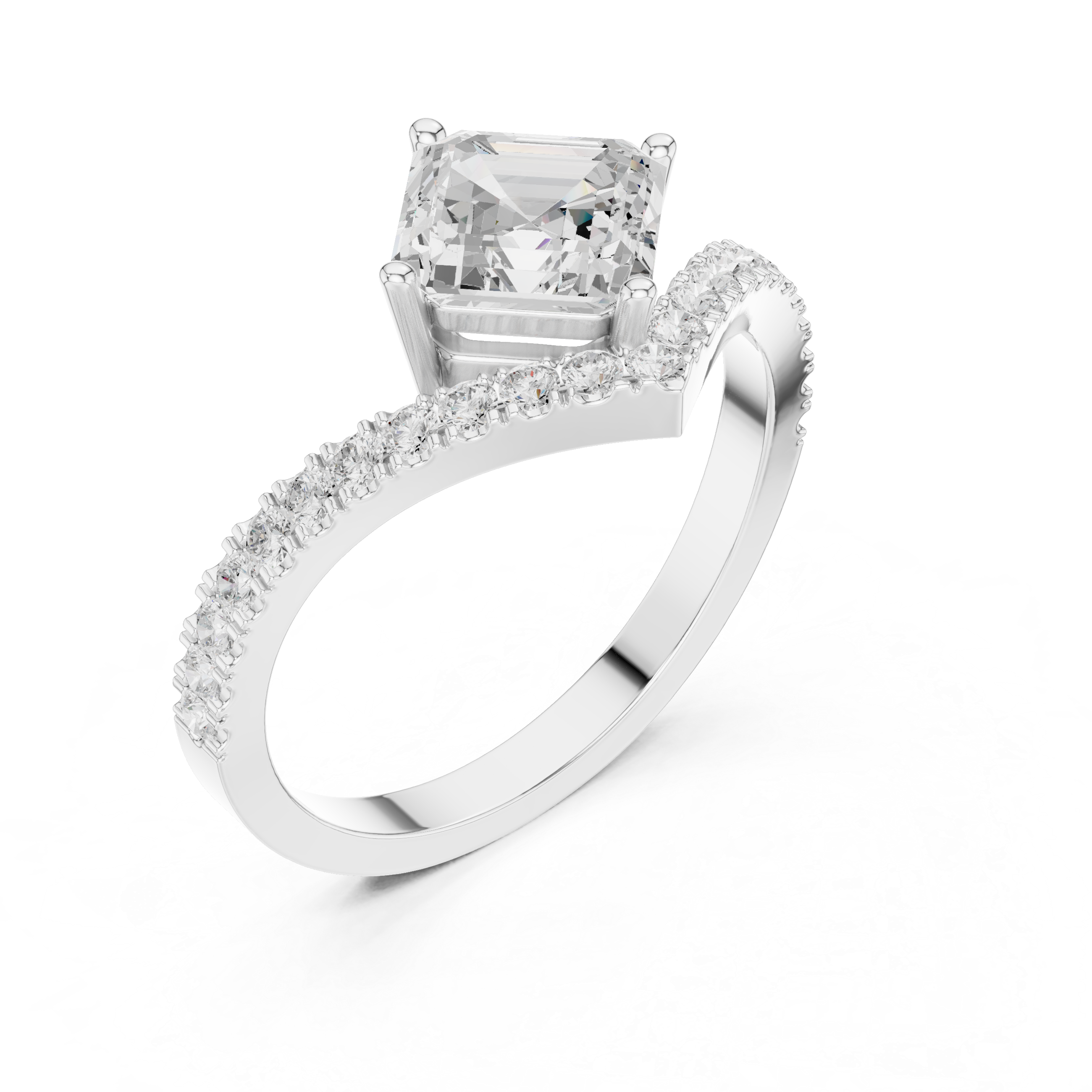 Emerald And Round Diamond Lab Grown Diamond Ring