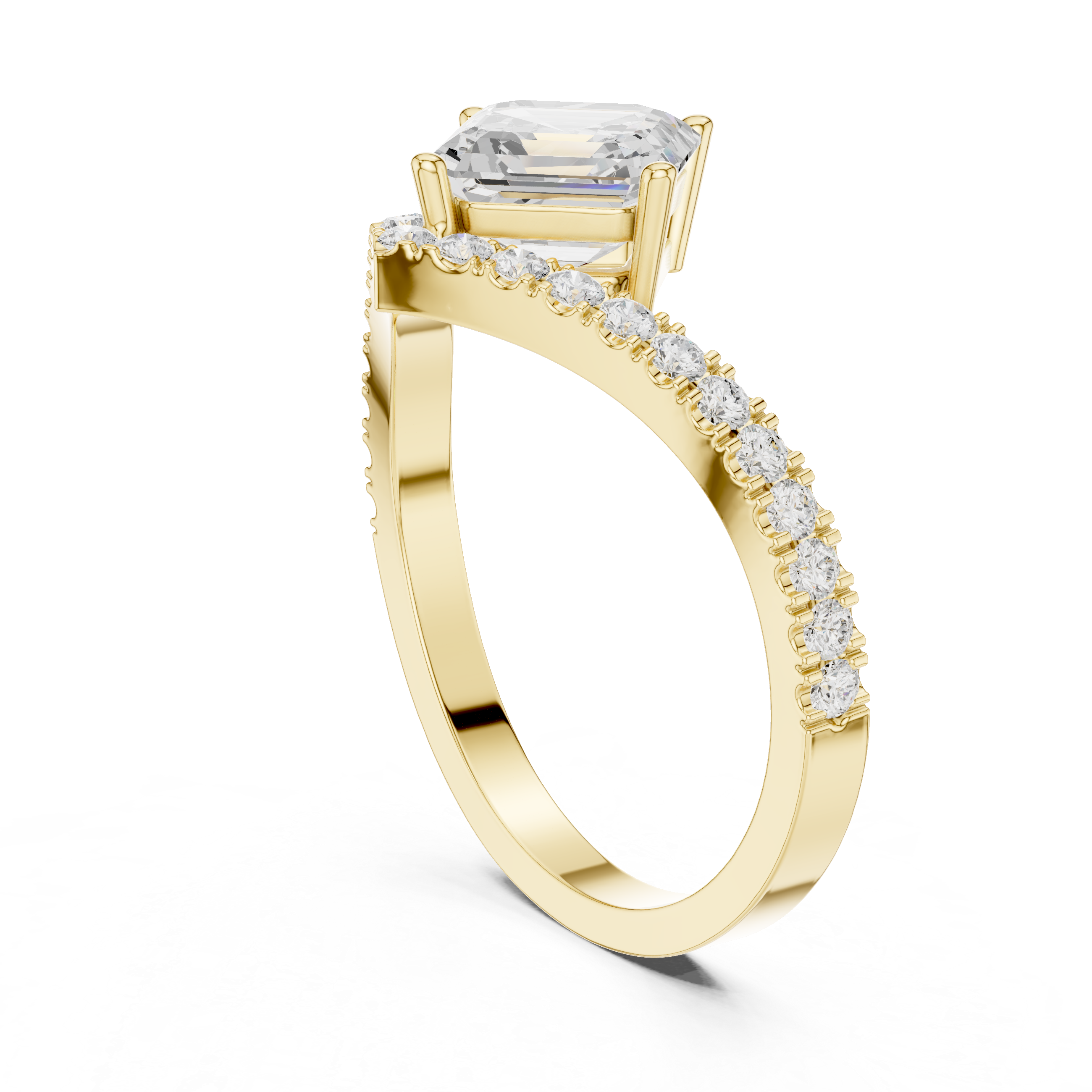 Emerald And Round Diamond Lab Grown Diamond Ring