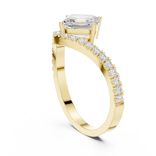Emerald And Round Diamond Lab Grown Diamond Ring