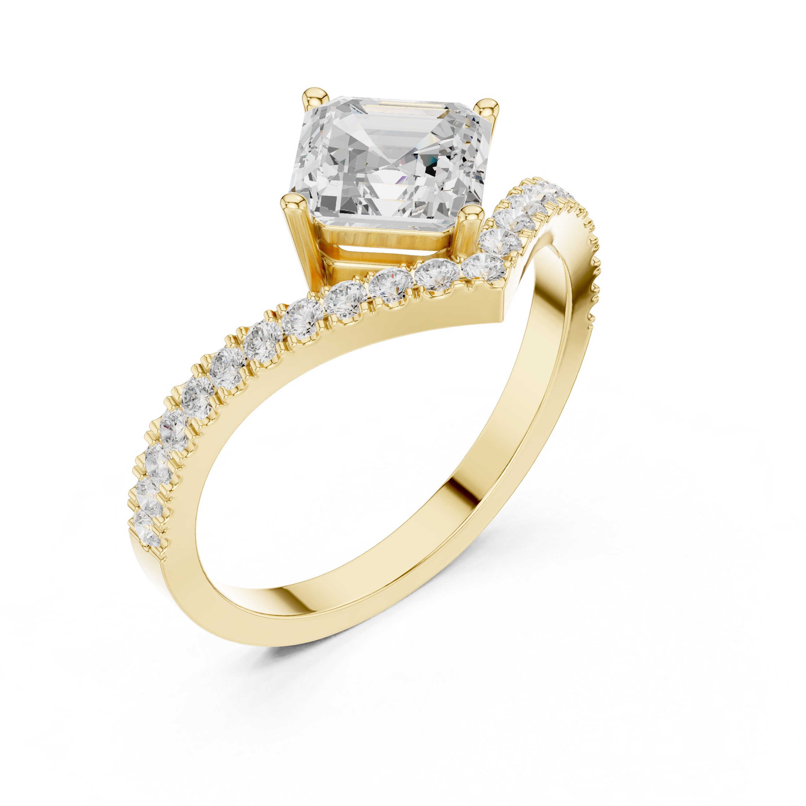 Emerald And Round Diamond Lab Grown Diamond Ring