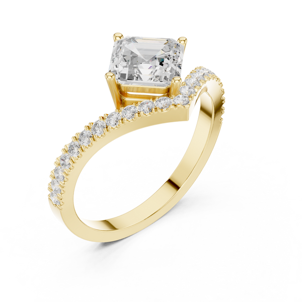 Emerald And Round Diamond Lab Grown Diamond Ring