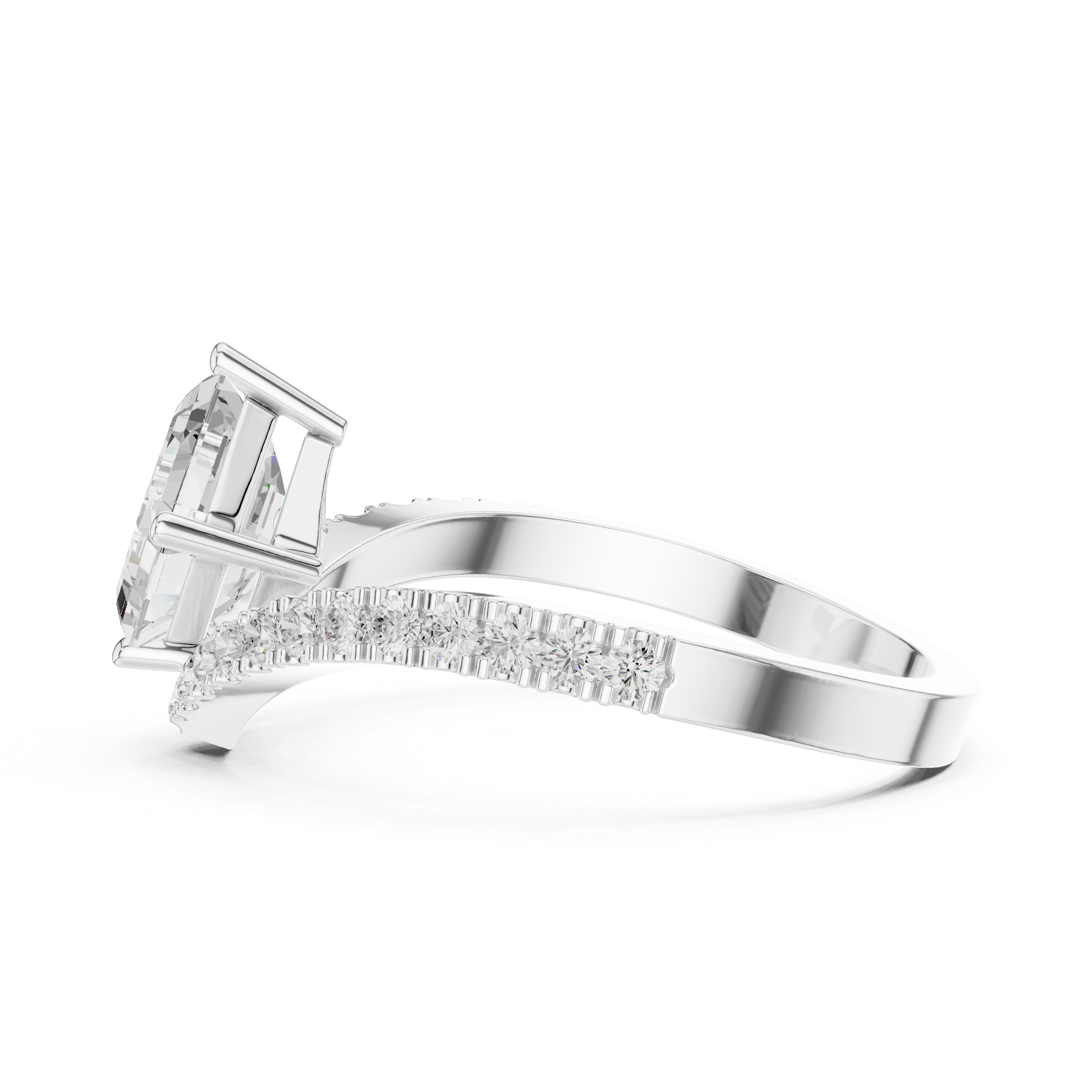 Emerald And Round Diamond Lab Grown Diamond Ring