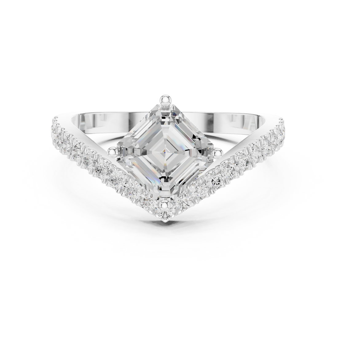 Emerald And Round Diamond Lab Grown Diamond Ring