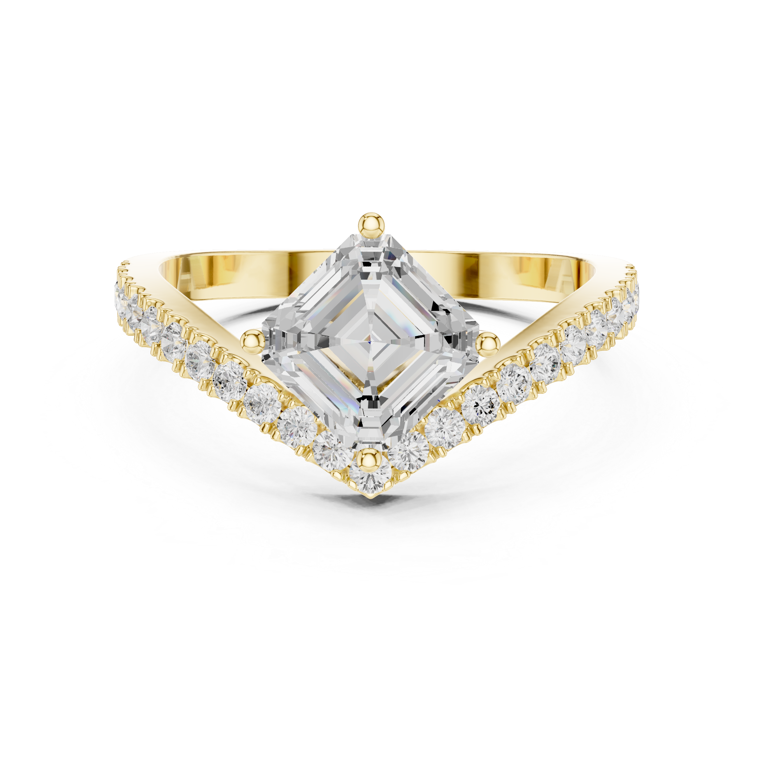 Emerald And Round Diamond Lab Grown Diamond Ring
