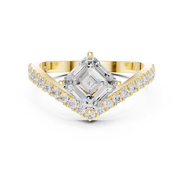 Emerald And Round Diamond Lab Grown Diamond Ring