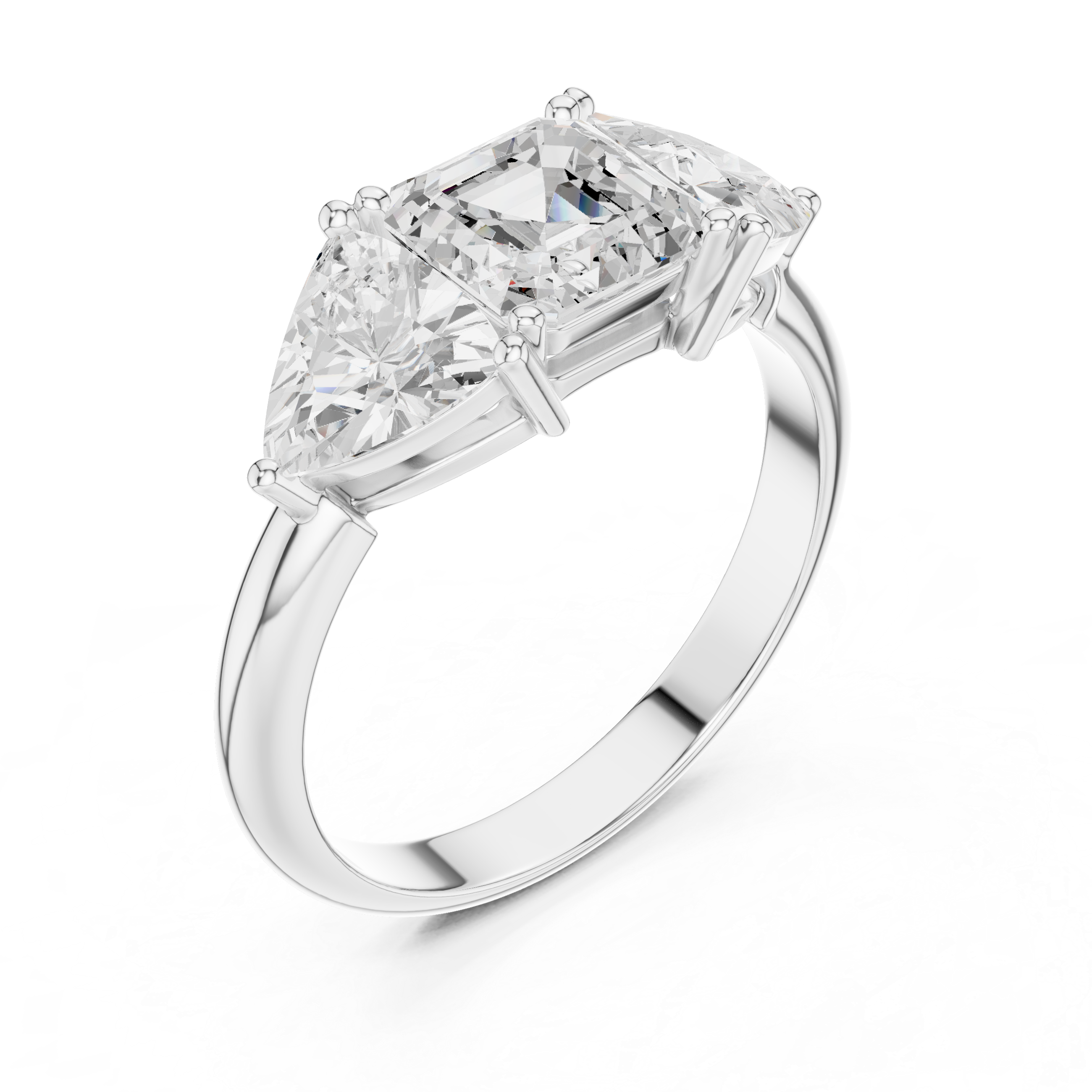 Emerald & Trillion Diamond Lab Grown Diamond Ring