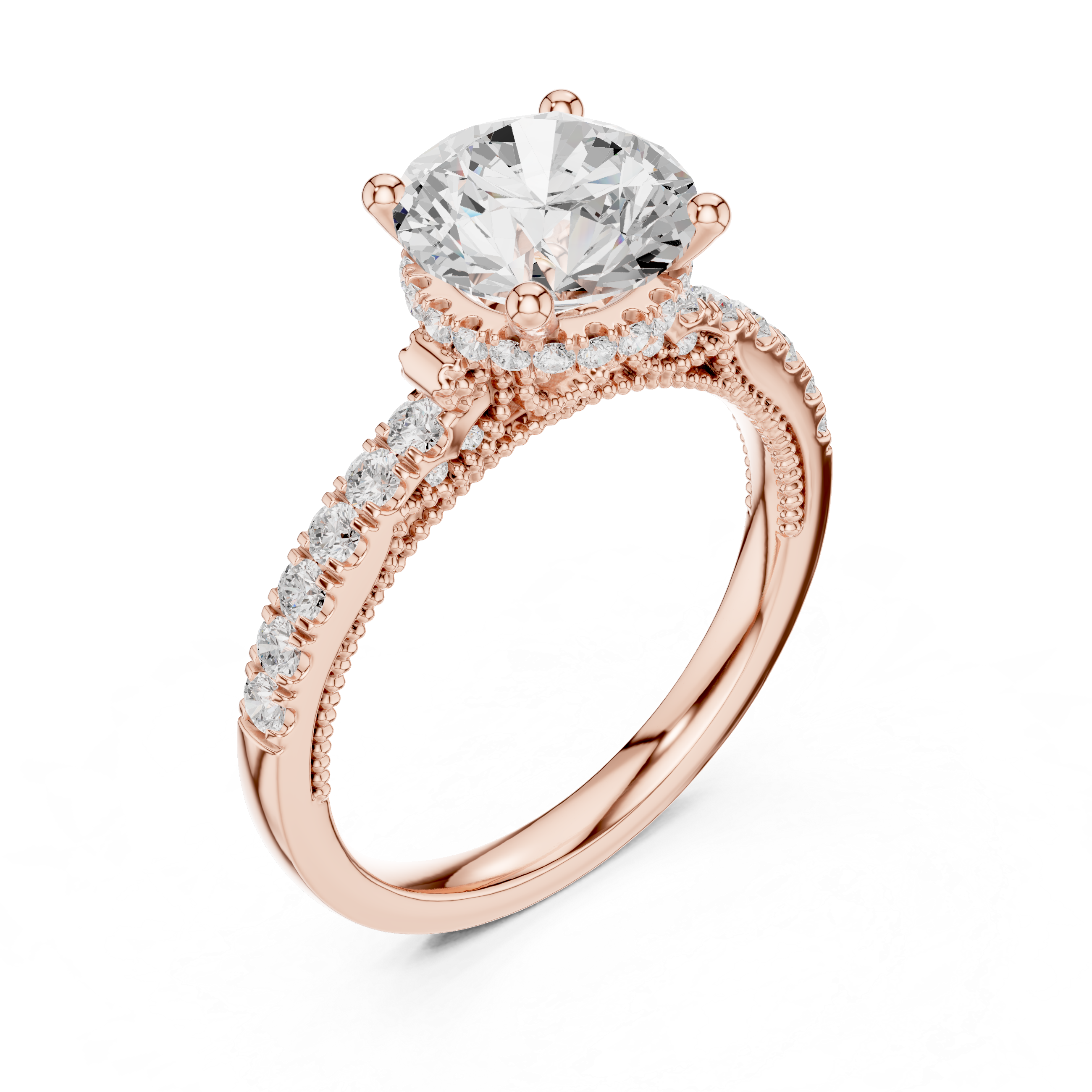 Cedar Bark Lab Grown Diamond Surprise Halo Ring
