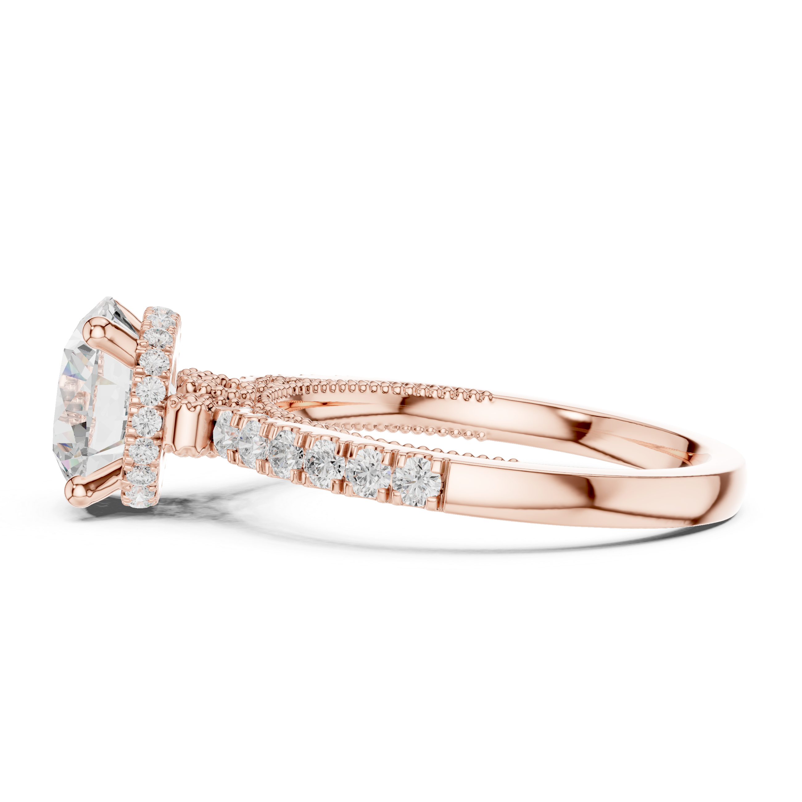 Cedar Bark Lab Grown Diamond Surprise Halo Ring