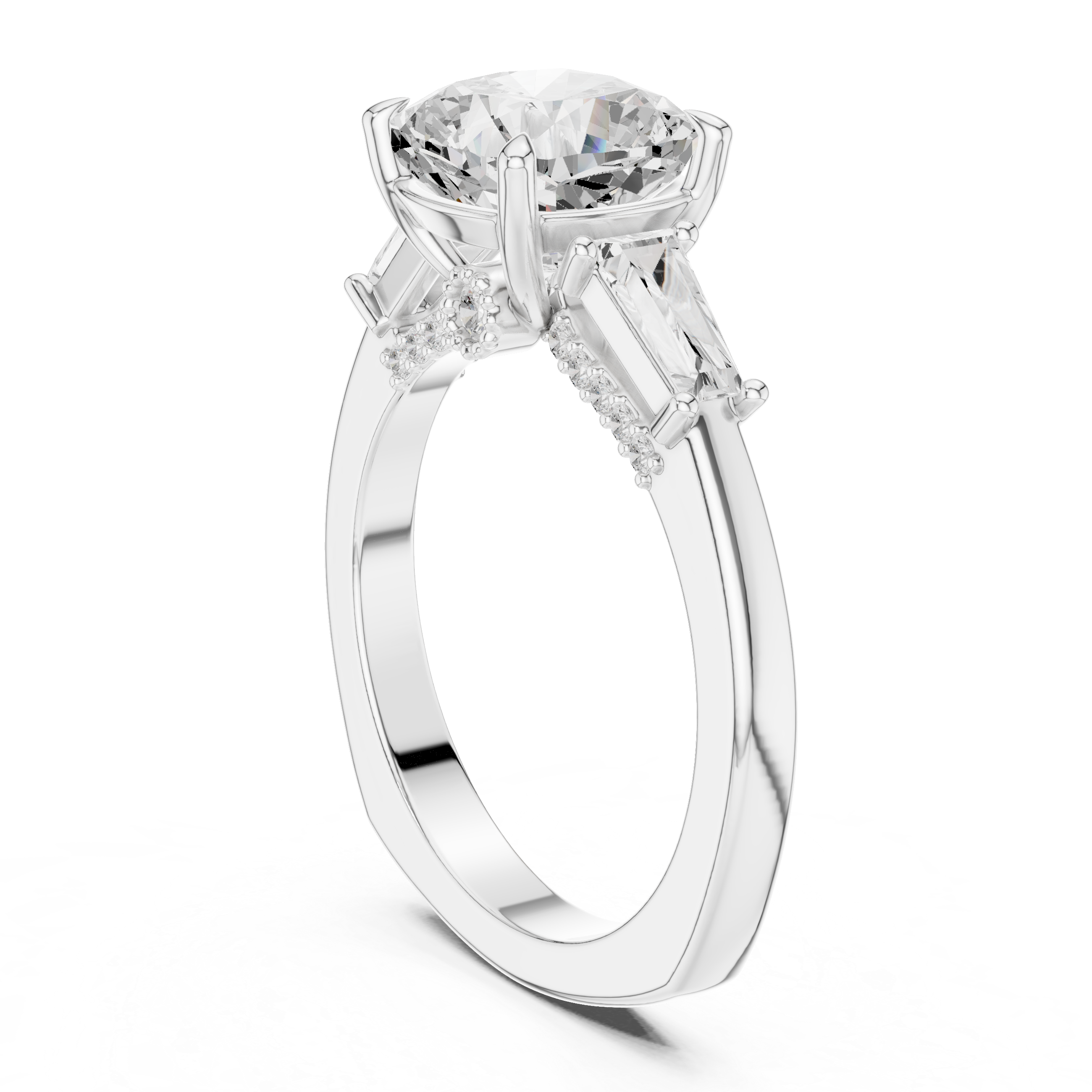 Oak Moss Lab Grown Diamond Cathedral Solitaire Ring