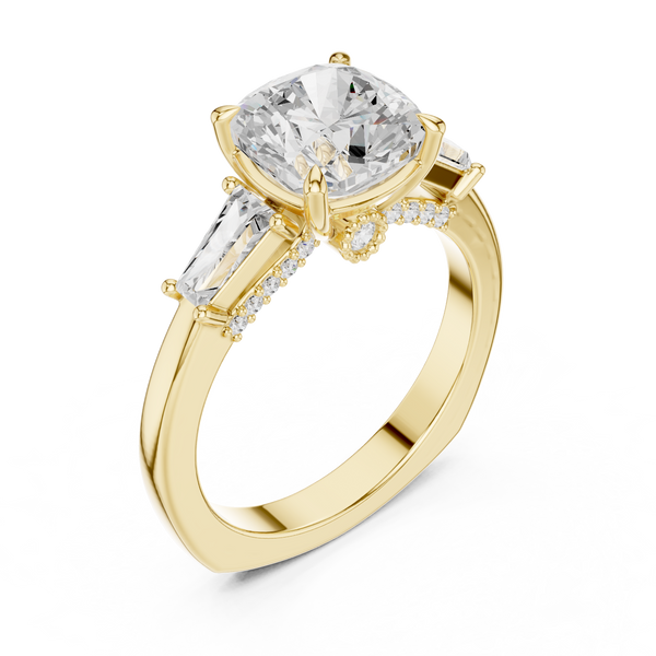 Oak Moss Lab Grown Diamond Cathedral Solitaire Ring