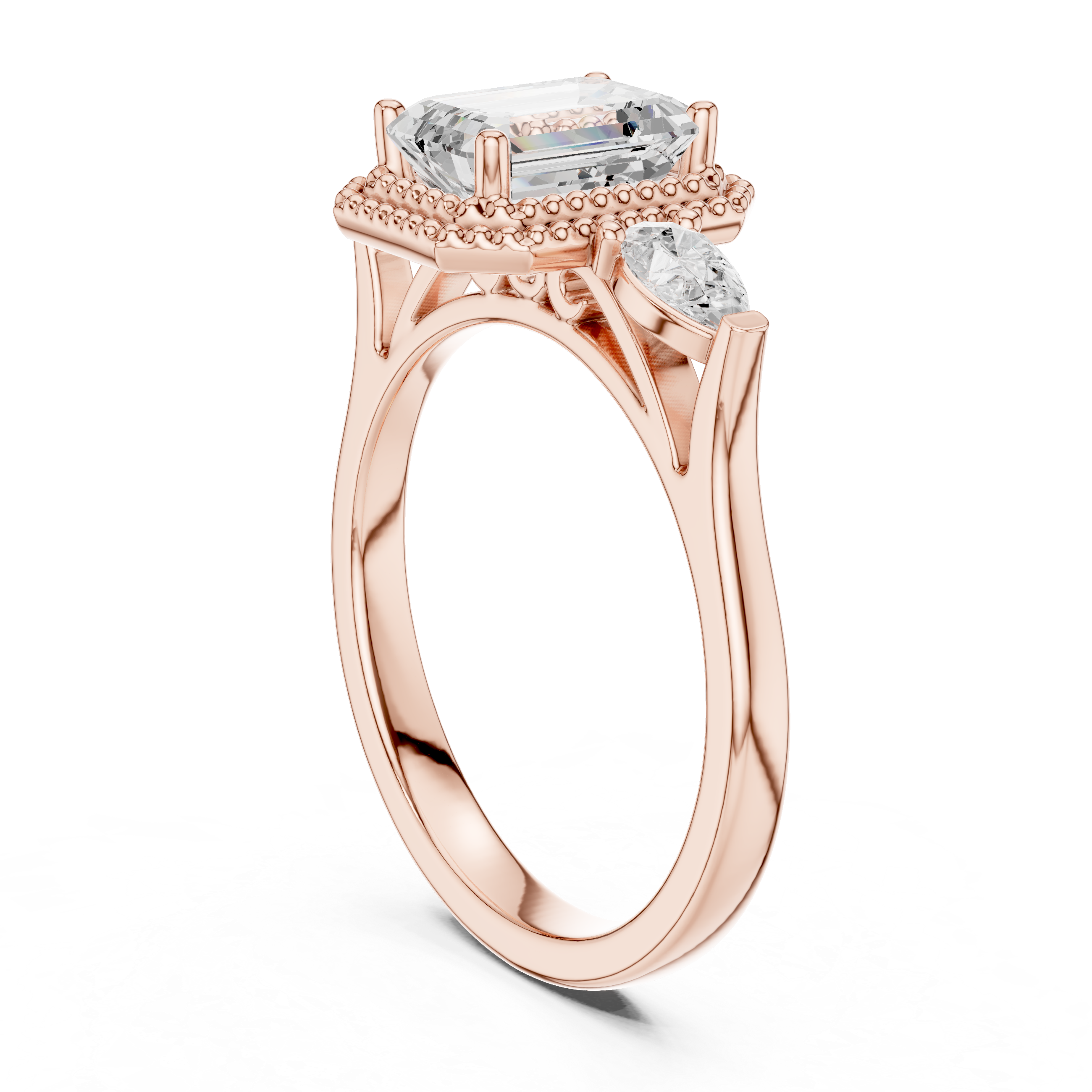 Clover Leaf Lab Grown Diamond Delicate Ribbon Ring