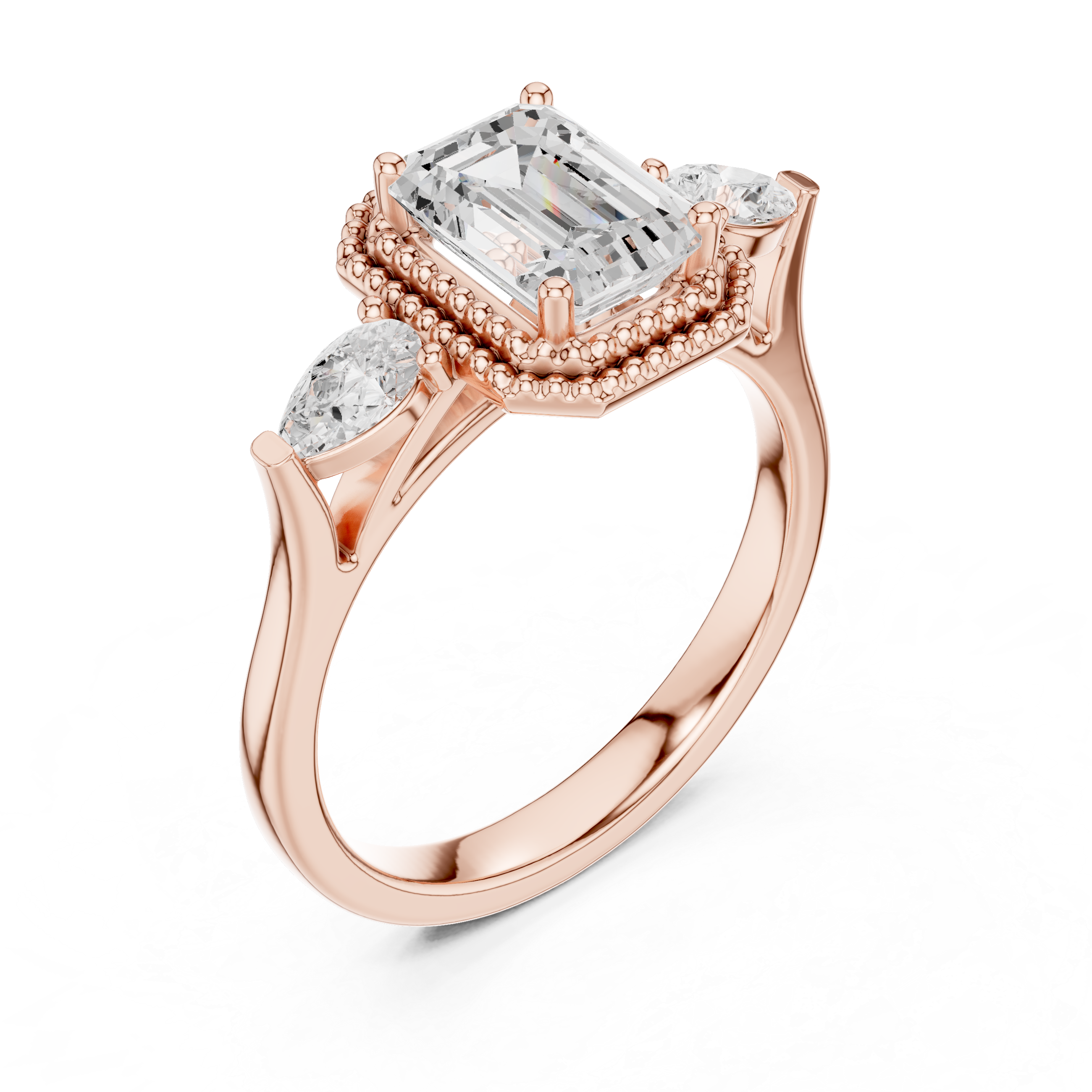 Clover Leaf Lab Grown Diamond Delicate Ribbon Ring
