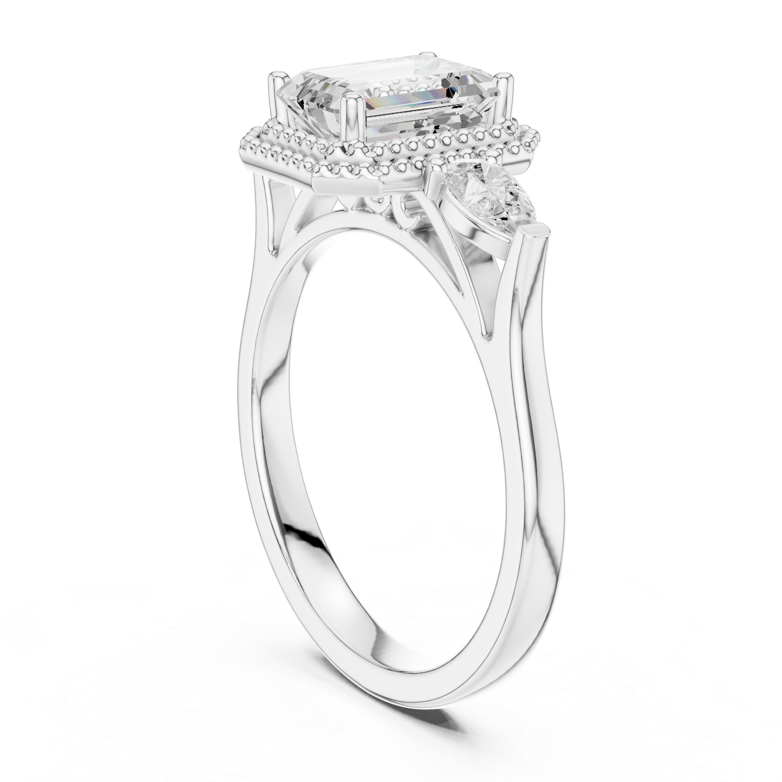Clover Leaf Lab Grown Diamond Delicate Ribbon Ring