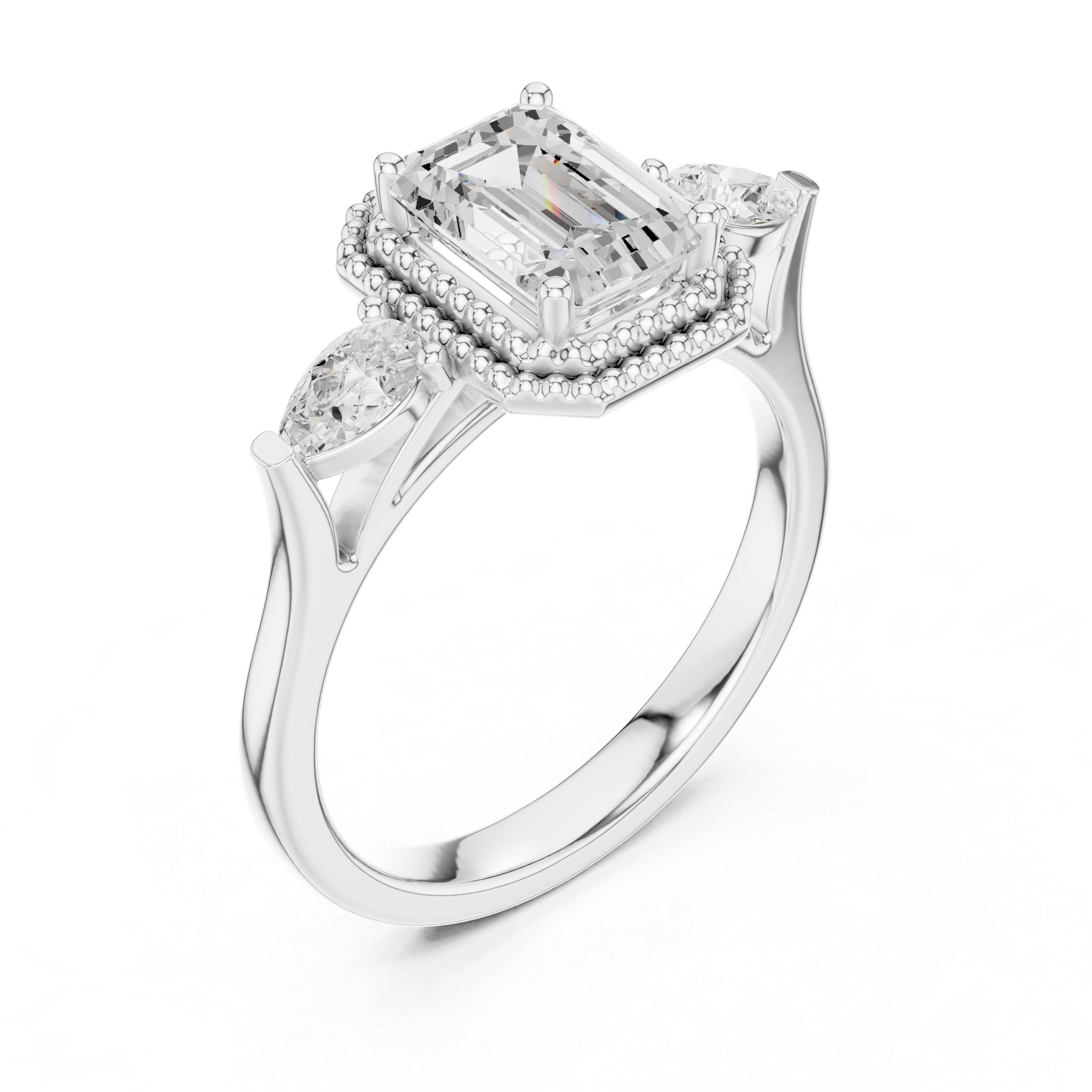 Clover Leaf Lab Grown Diamond Delicate Ribbon Ring