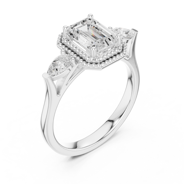 Clover Leaf Lab Grown Diamond Delicate Ribbon Ring