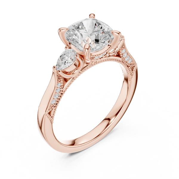 Lotus Flower Lab Grown Diamond Split Shank Solitaire