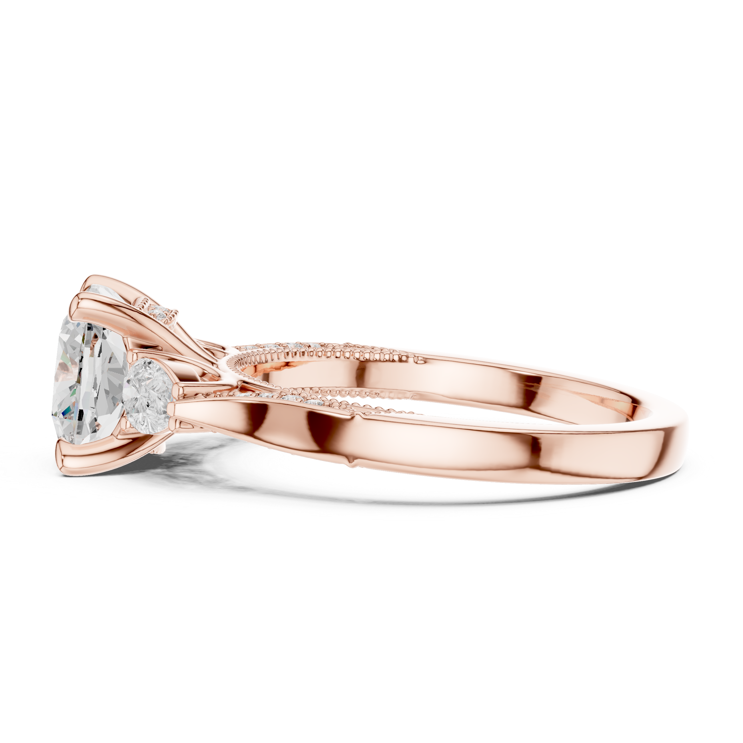 Lotus Flower Lab Grown Diamond Split Shank Solitaire