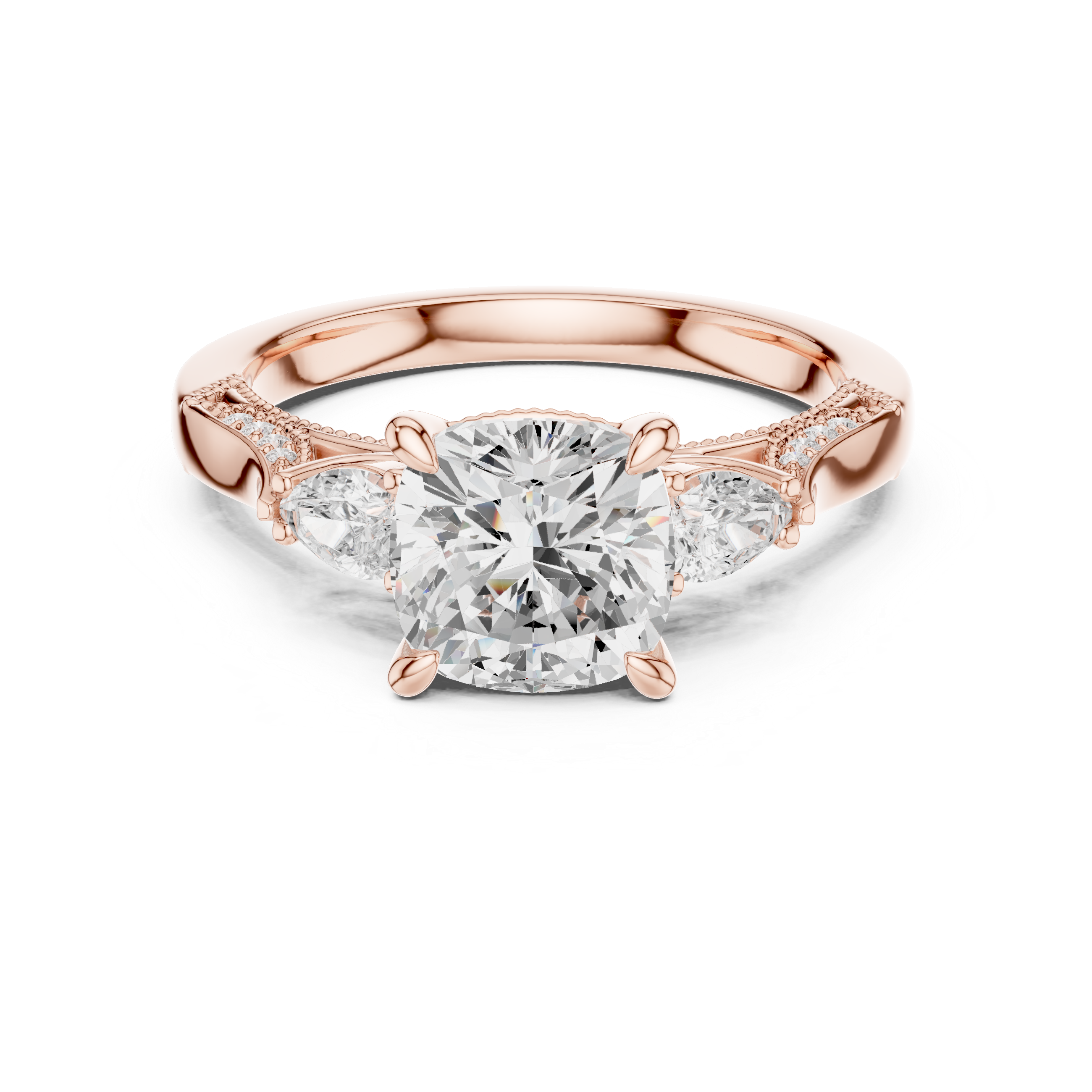 Lotus Flower Lab Grown Diamond Split Shank Solitaire