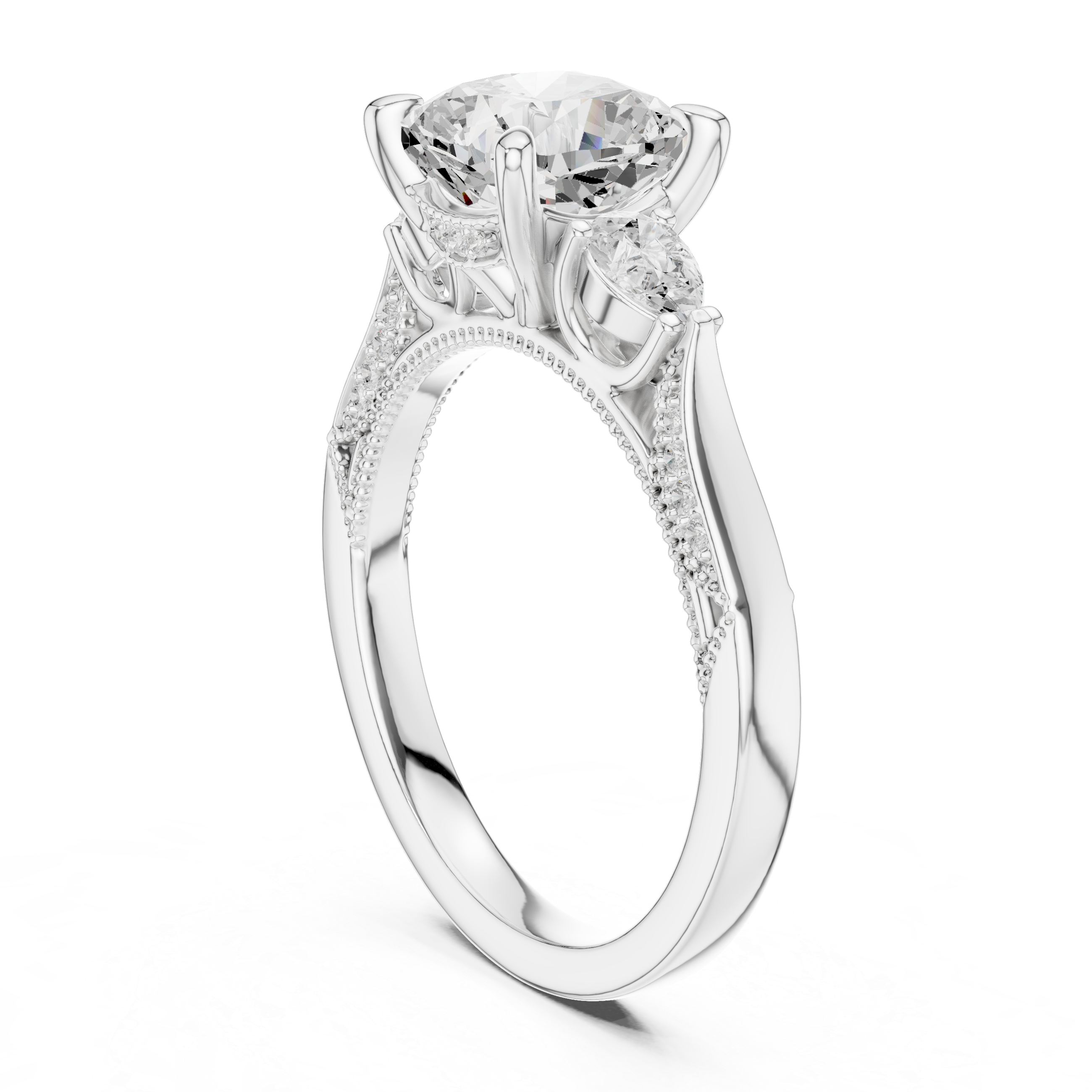 Lotus Flower Lab Grown Diamond Split Shank Solitaire