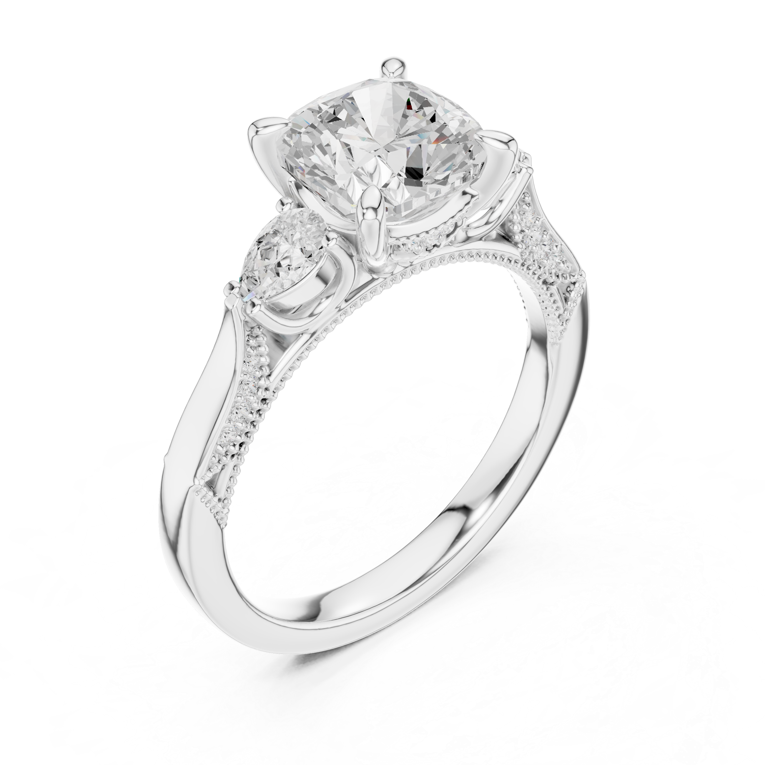Lotus Flower Lab Grown Diamond Split Shank Solitaire