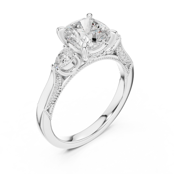 Lotus Flower Lab Grown Diamond Split Shank Solitaire