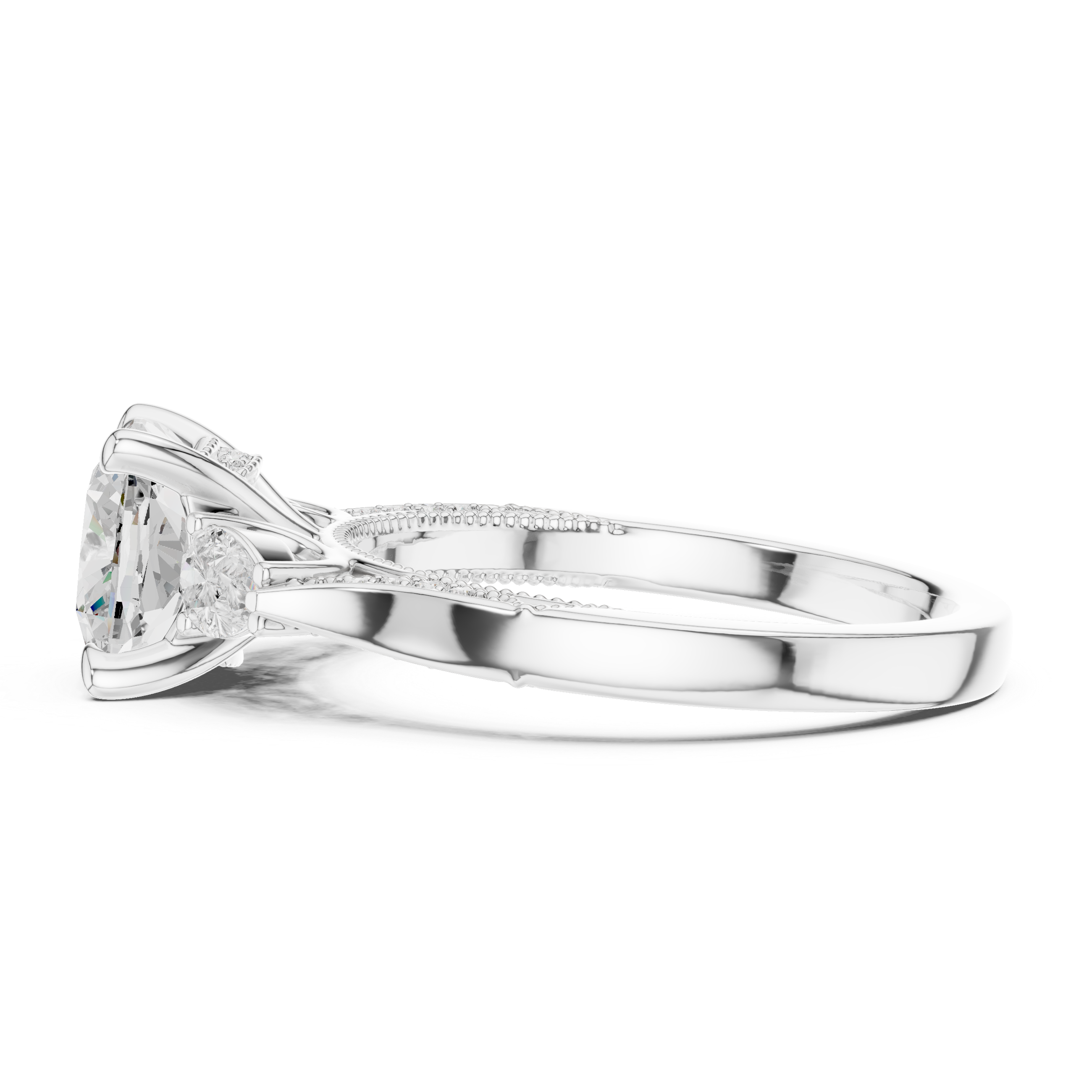 Lotus Flower Lab Grown Diamond Split Shank Solitaire