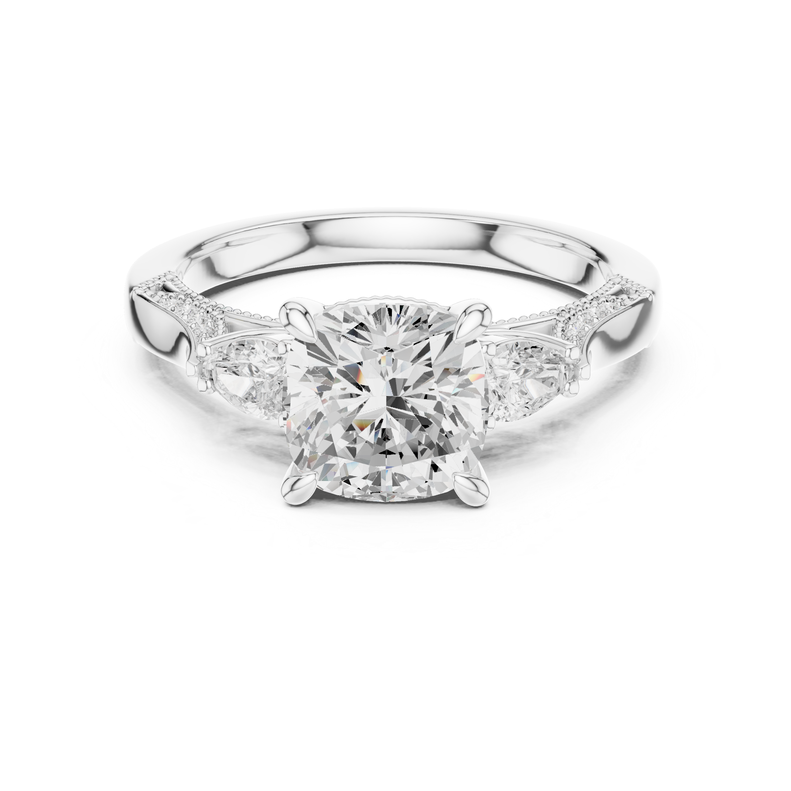 Lotus Flower Lab Grown Diamond Split Shank Solitaire