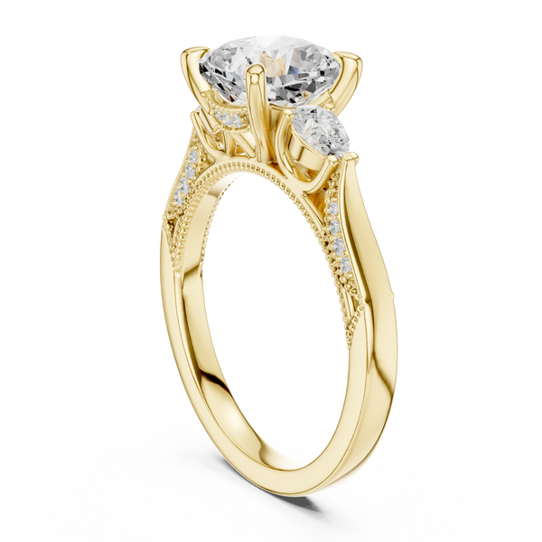 Lotus Flower Lab Grown Diamond Split Shank Solitaire
