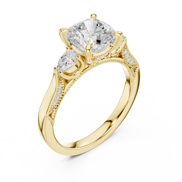 Lotus Flower Lab Grown Diamond Split Shank Solitaire