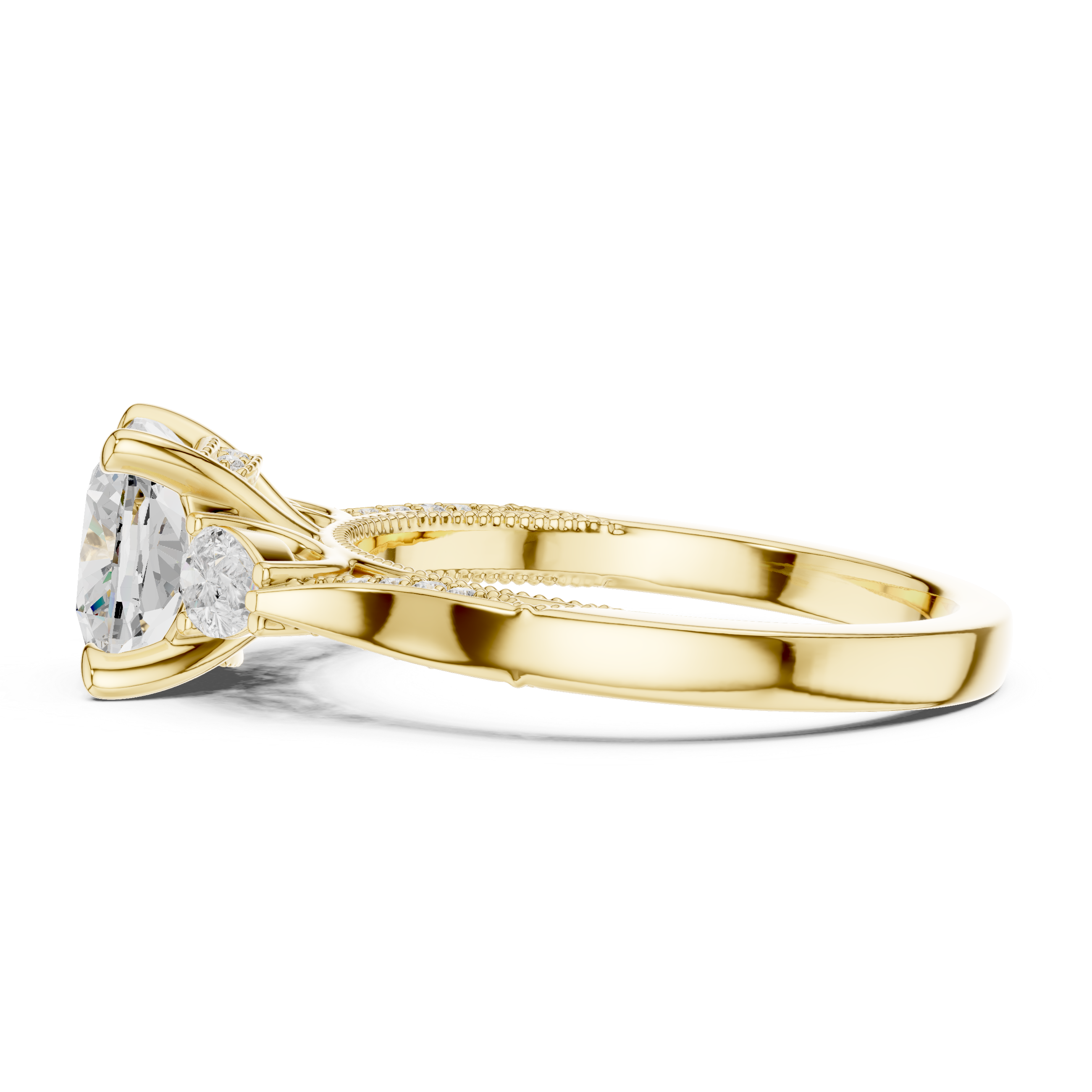 Lotus Flower Lab Grown Diamond Split Shank Solitaire