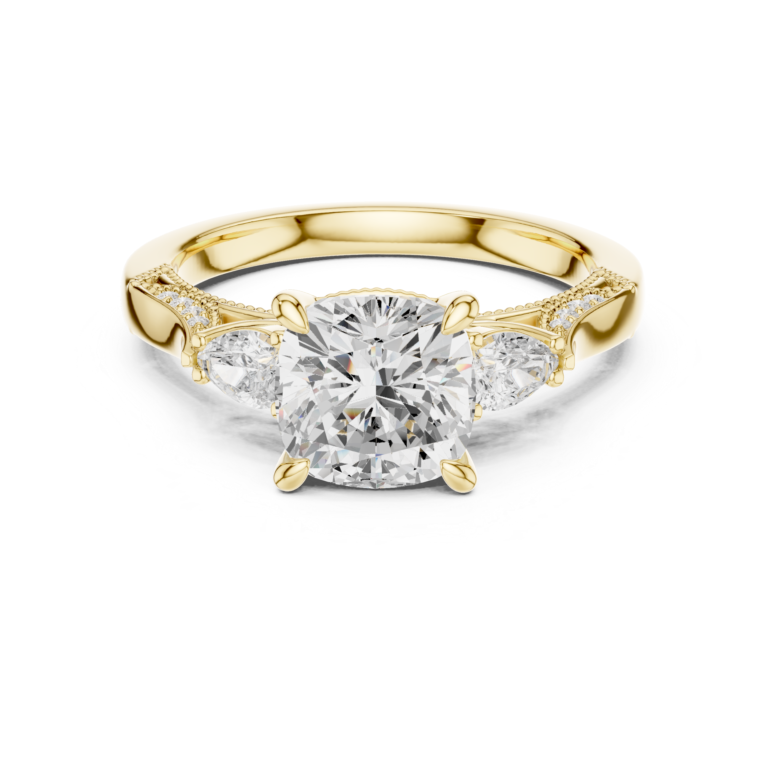 Lotus Flower Lab Grown Diamond Split Shank Solitaire