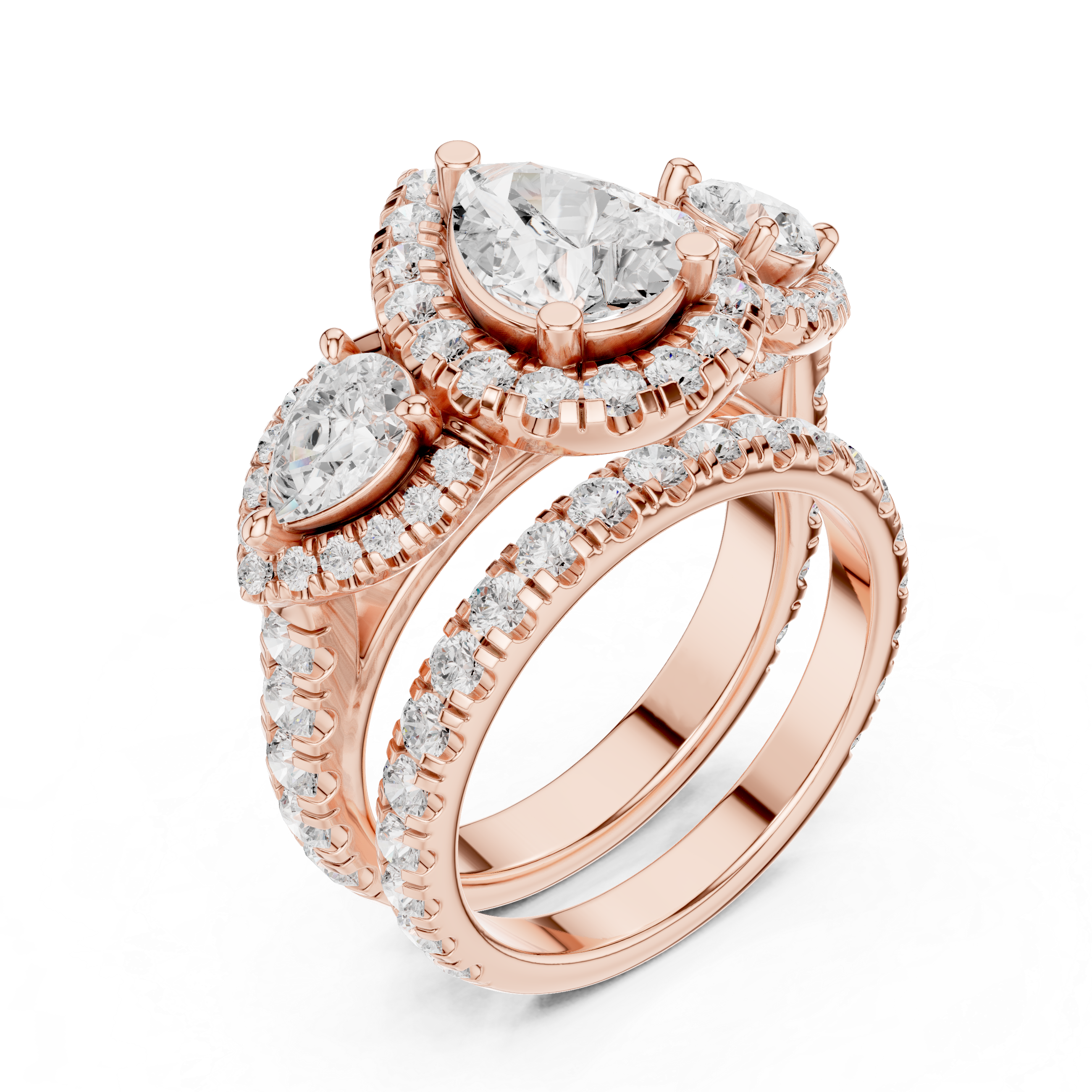 Water Lily Lab Grown Diamond Asymmetric Art Ring