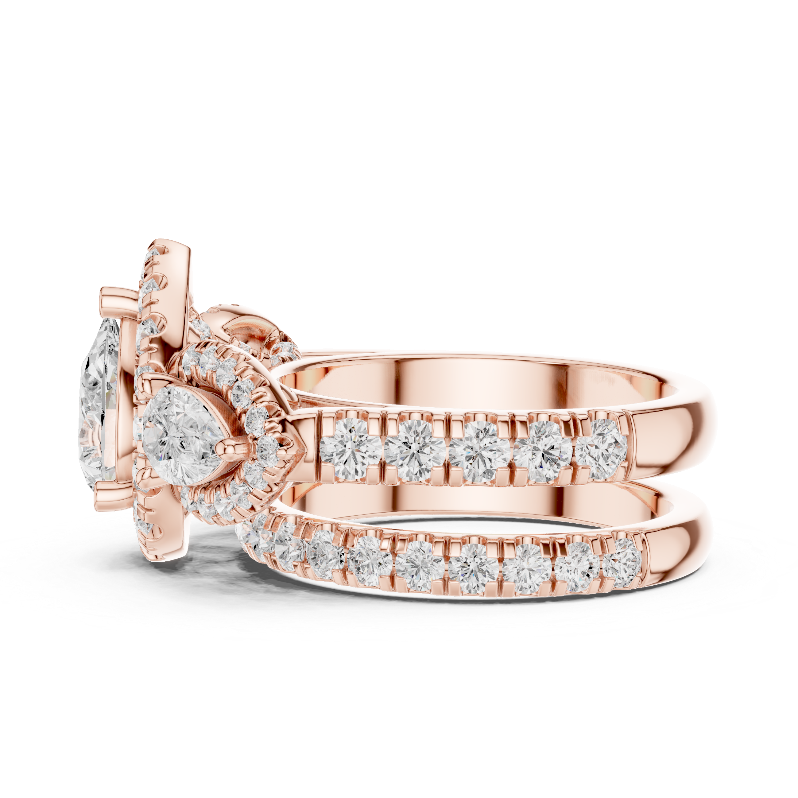 Water Lily Lab Grown Diamond Asymmetric Art Ring