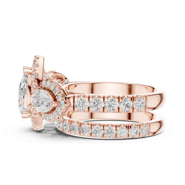Water Lily Lab Grown Diamond Asymmetric Art Ring