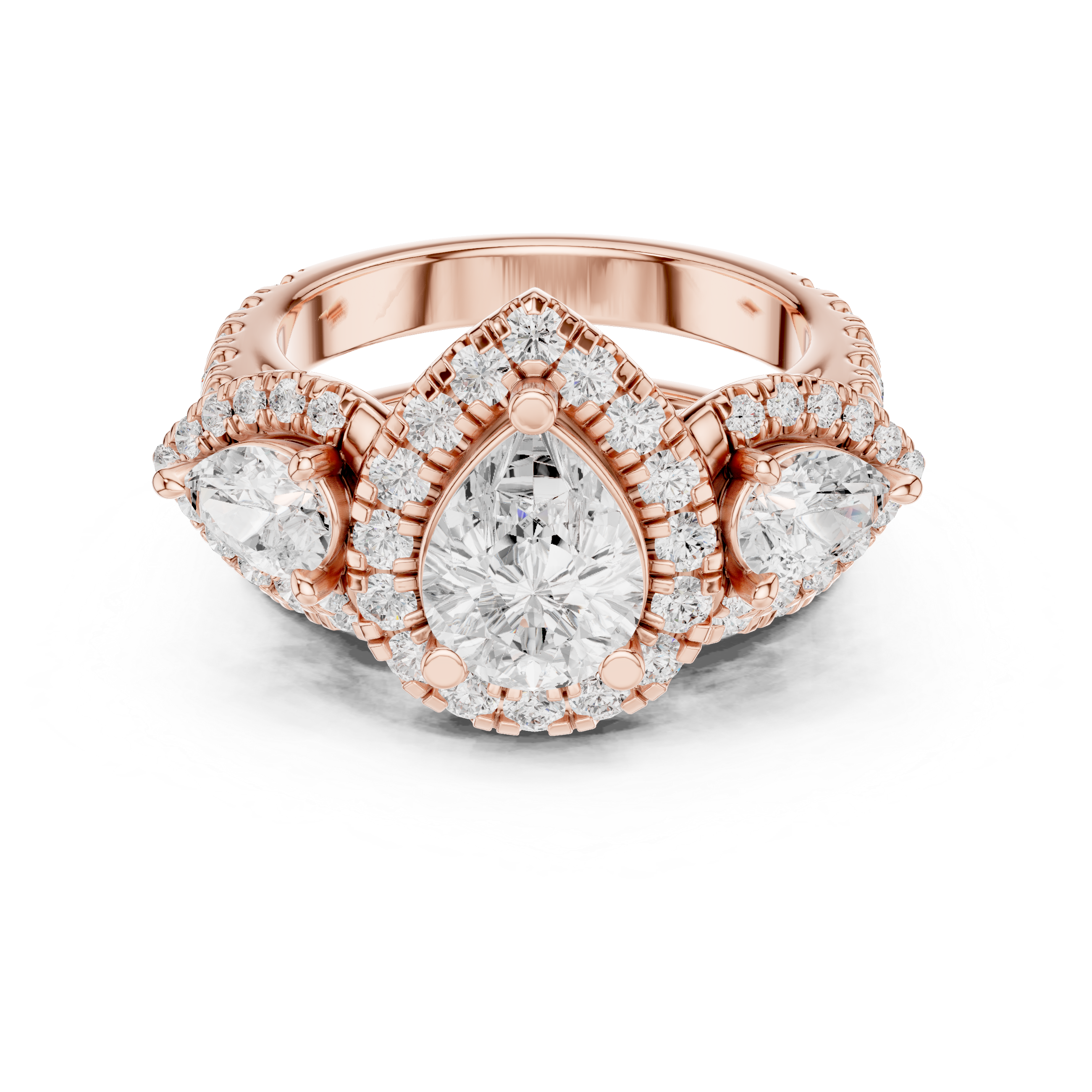 Water Lily Lab Grown Diamond Asymmetric Art Ring