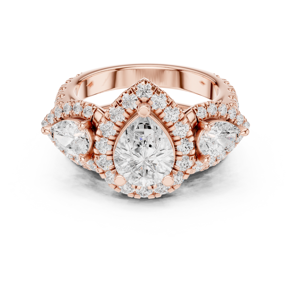 Water Lily Lab Grown Diamond Asymmetric Art Ring