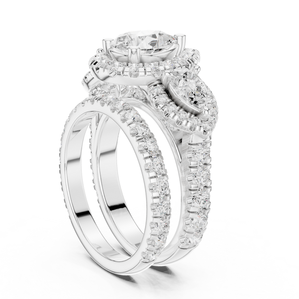 Water Lily Lab Grown Diamond Asymmetric Art Ring