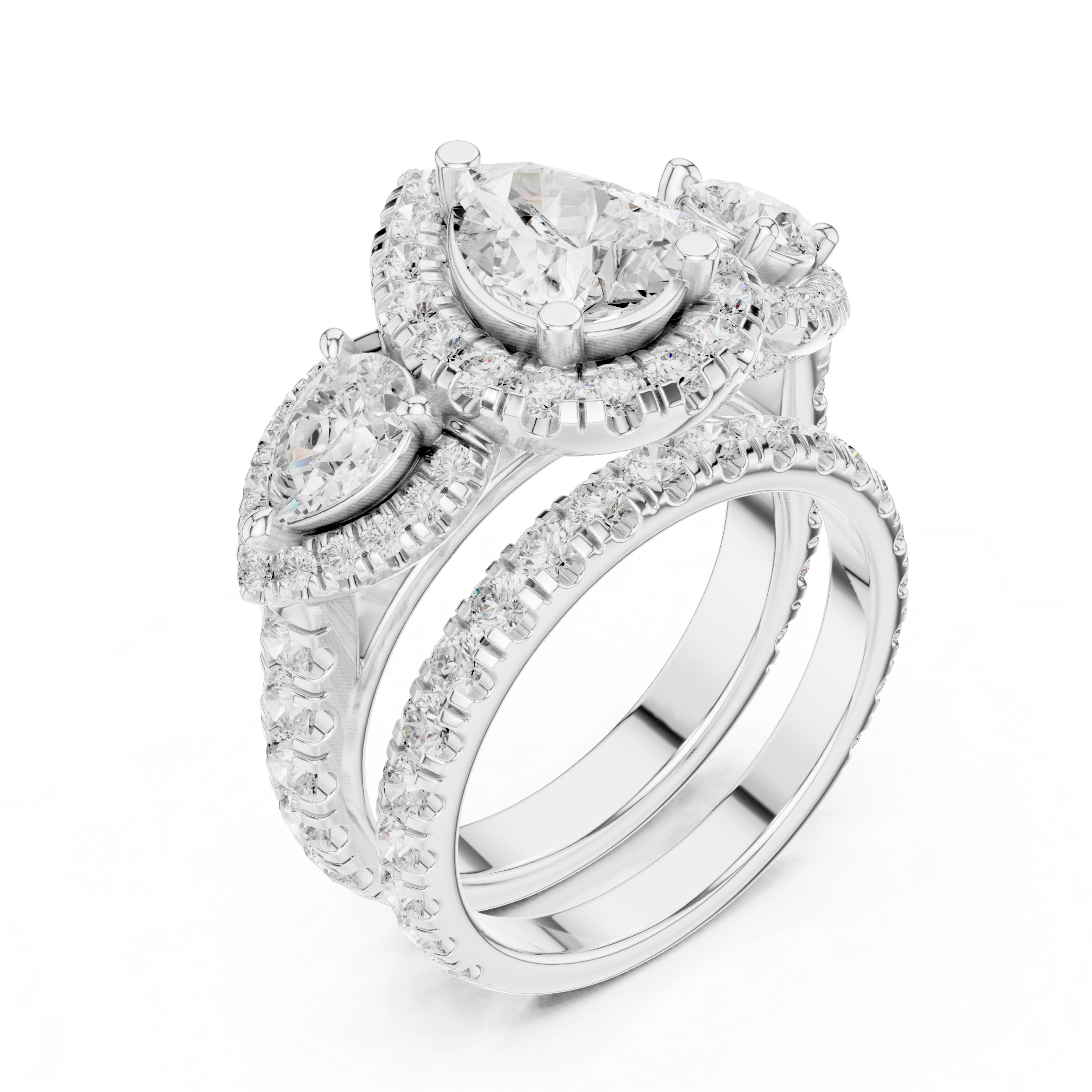 Water Lily Lab Grown Diamond Asymmetric Art Ring