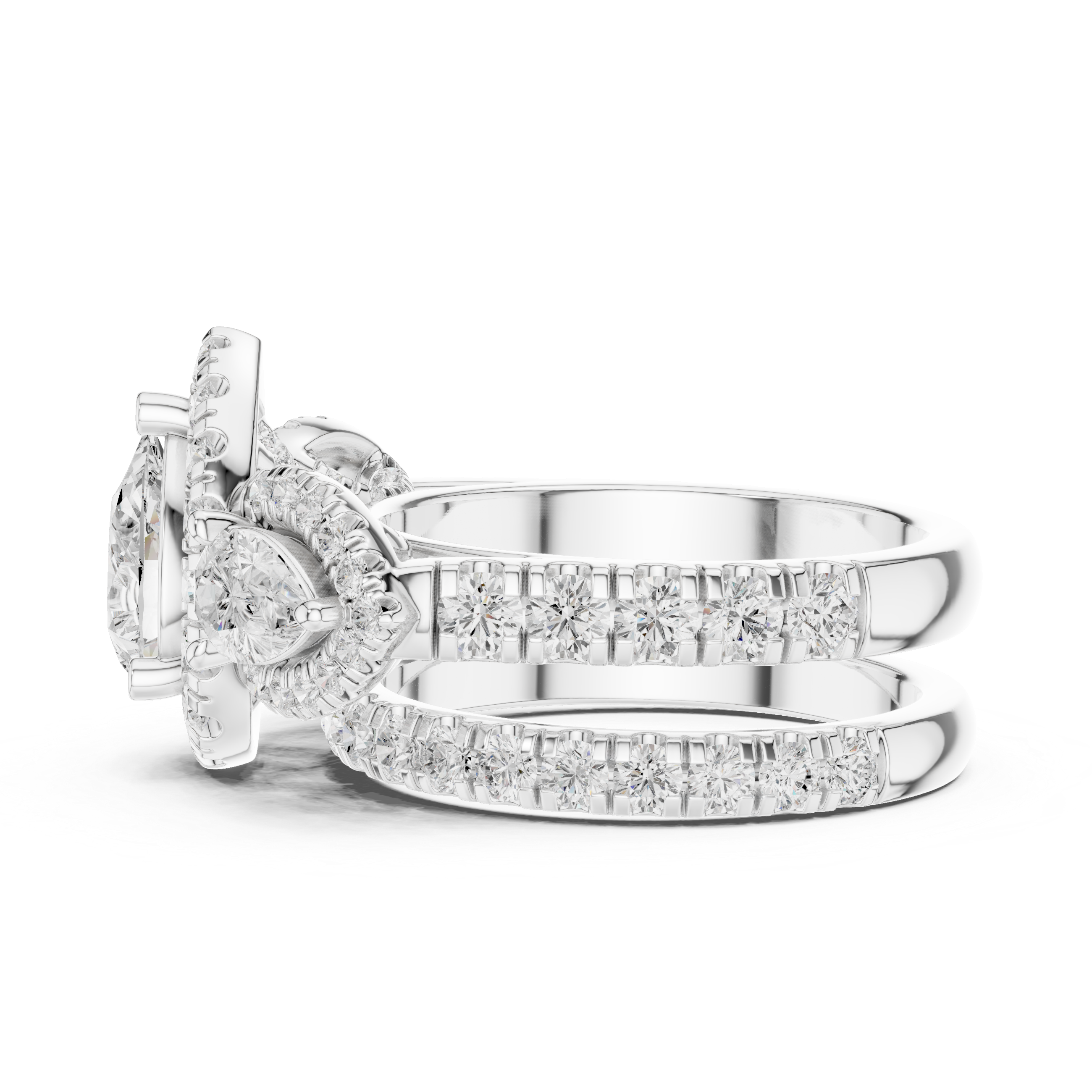 Water Lily Lab Grown Diamond Asymmetric Art Ring