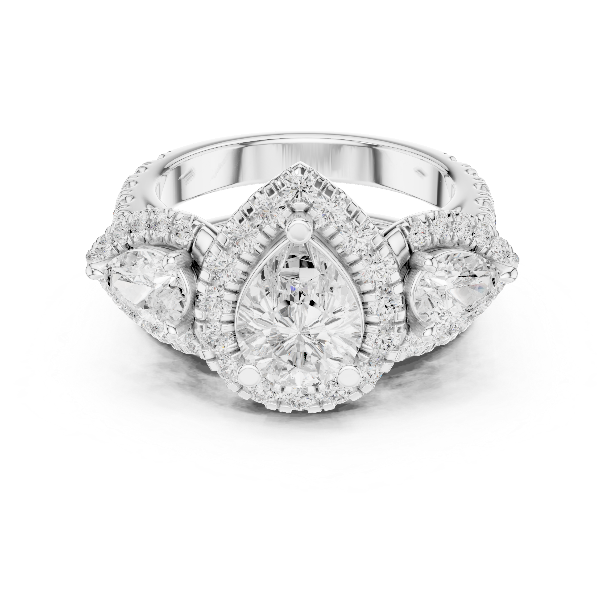 Water Lily Lab Grown Diamond Asymmetric Art Ring