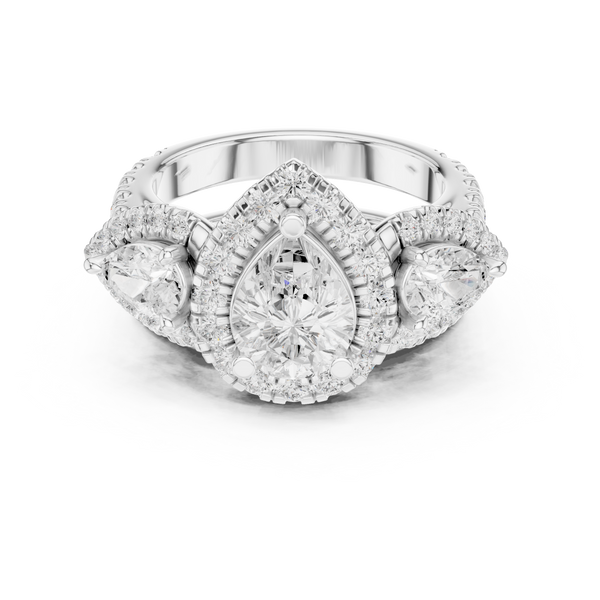 Water Lily Lab Grown Diamond Asymmetric Art Ring