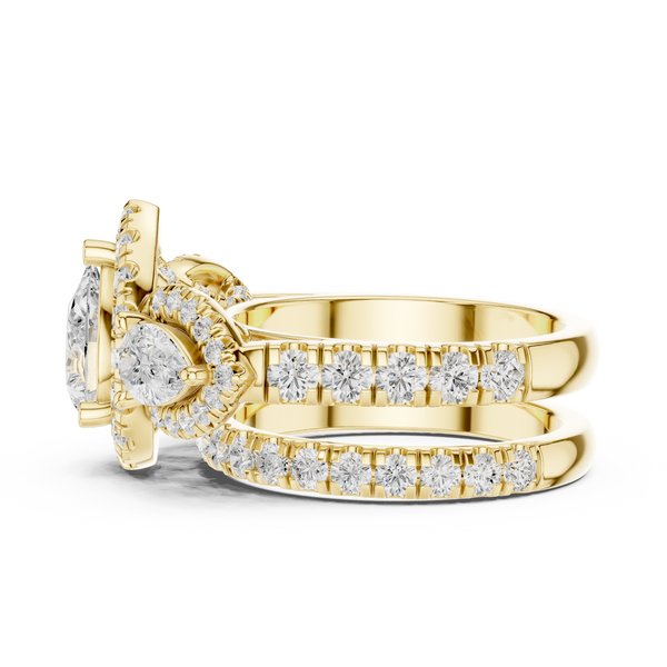 Water Lily Lab Grown Diamond Asymmetric Art Ring
