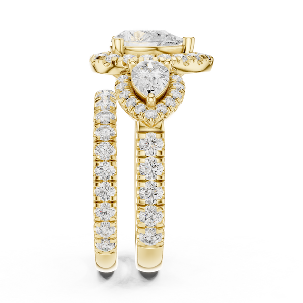 Water Lily Lab Grown Diamond Asymmetric Art Ring