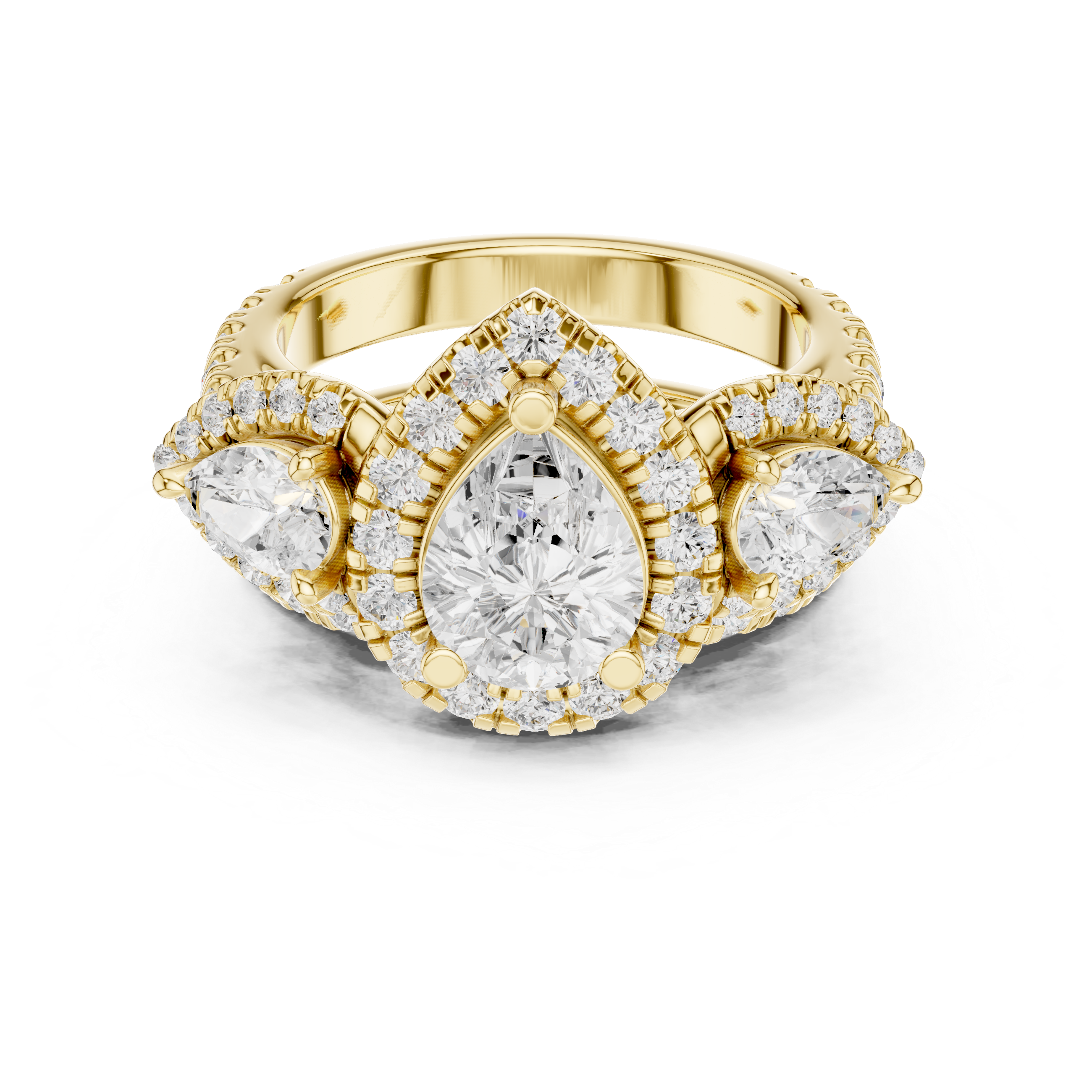 Water Lily Lab Grown Diamond Asymmetric Art Ring