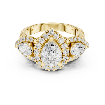 Water Lily Lab Grown Diamond Asymmetric Art Ring
