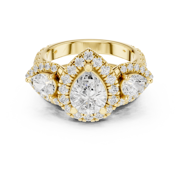 Water Lily Lab Grown Diamond Asymmetric Art Ring