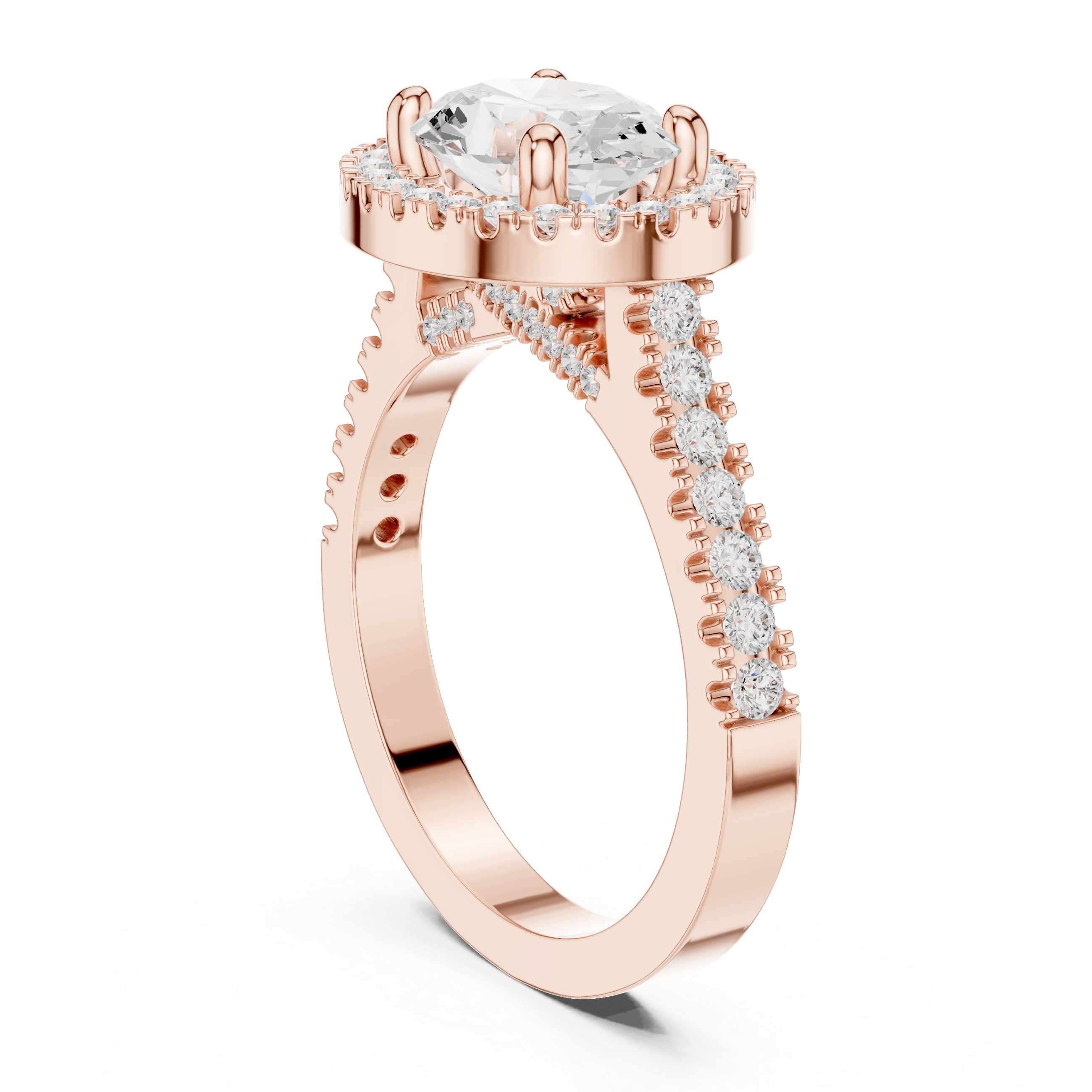 Brook Stream Lab Grown Diamond Scalloped Basket Ring