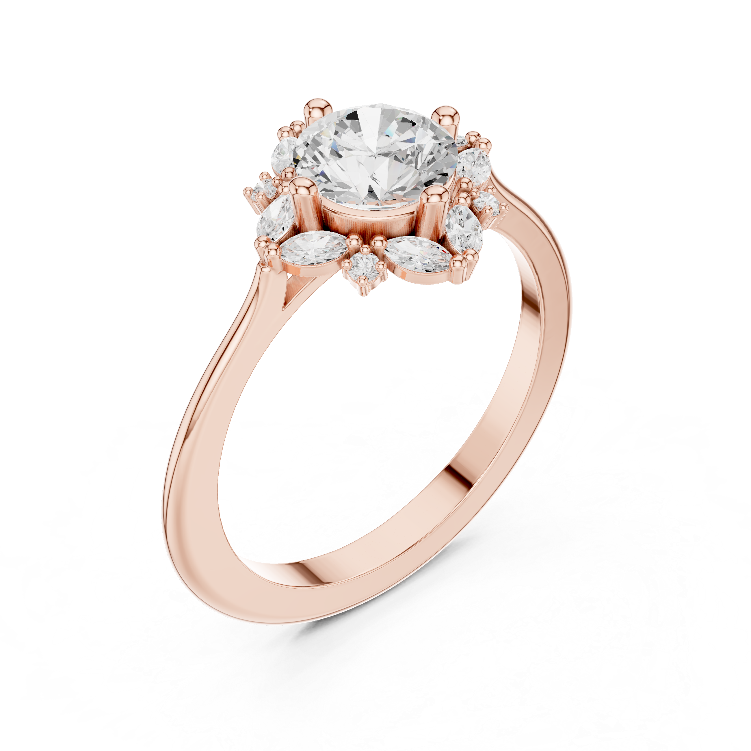 Blue Bell Lab Grown Diamond Scalloped Prong Ring