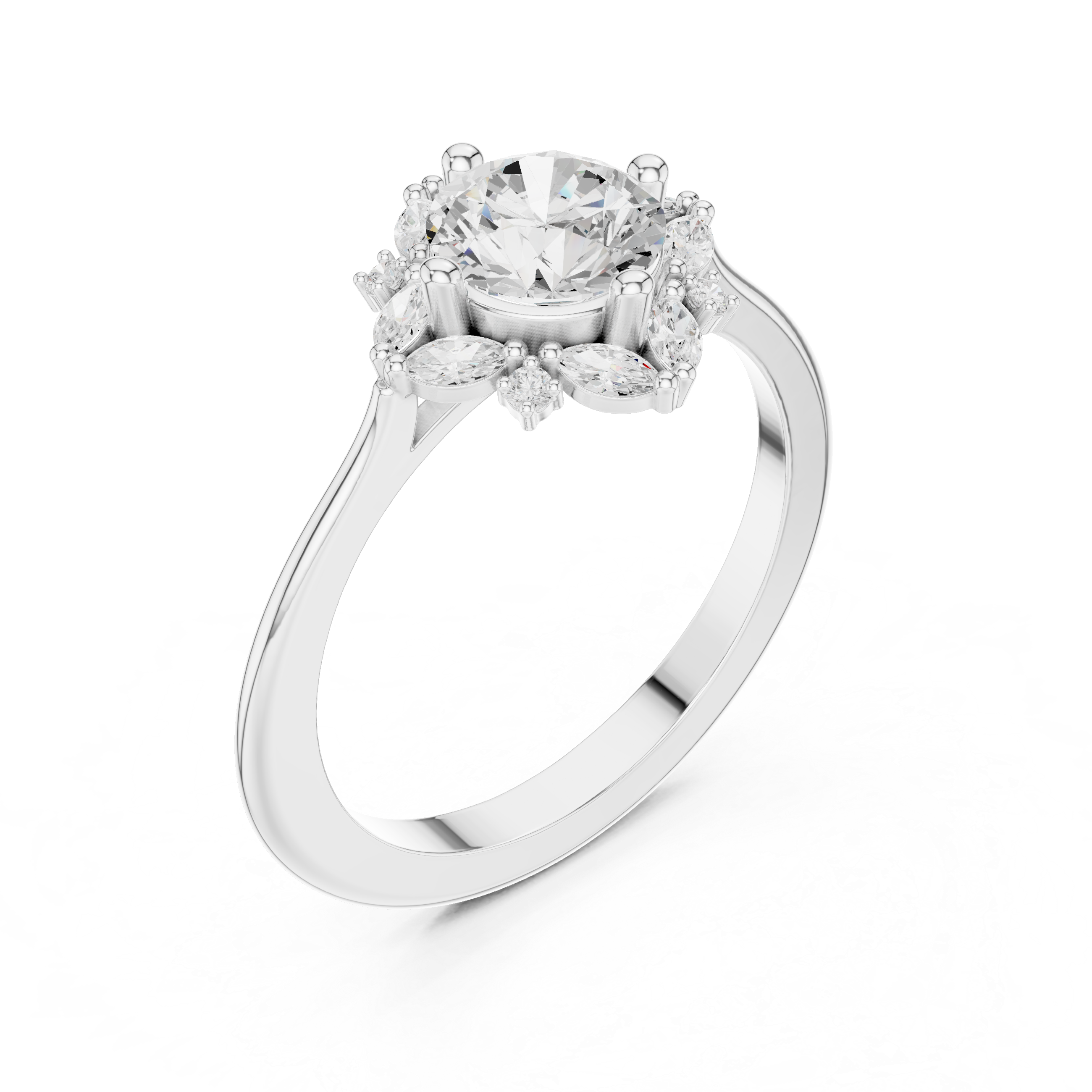 Blue Bell Lab Grown Diamond Scalloped Prong Ring